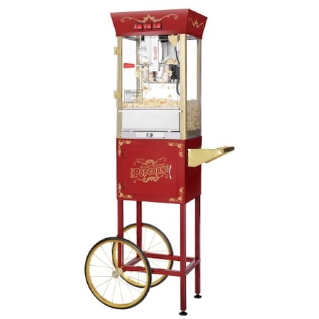 Great Northern Popcorn 8 Ounce Antique Style Machine, Electric Countertop Popcorn Maker Cart, Red 837027PPP